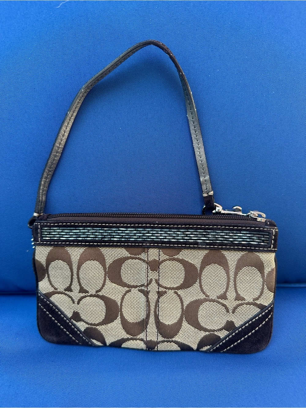 Vintage Coach Brown Monogram Wristlet Bag